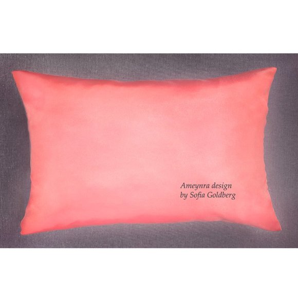 Coral-pink Satin Decorative Pillow 16x12 Rectangular. New - Picture 1 of 1